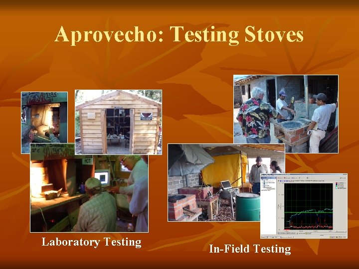 Aprovecho: Testing Stoves Laboratory Testing In-Field Testing 