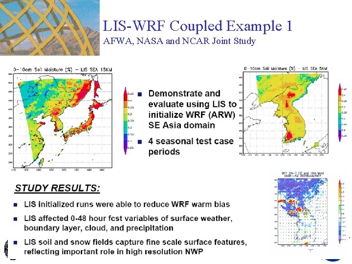 LIS-WRF Coupled Example 1 AFWA, NASA and NCAR Joint Study 