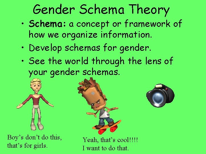 Gender Schema Theory • Schema: a concept or framework of how we organize information.