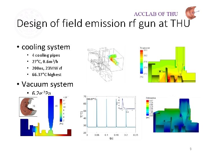 Design of field emission rf gun at THU • cooling system • • 4