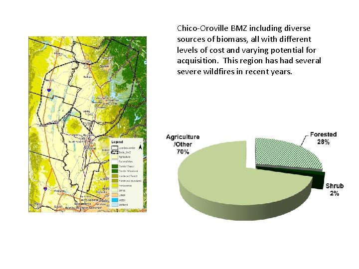 Chico-Oroville BMZ including diverse sources of biomass, all with different levels of cost and