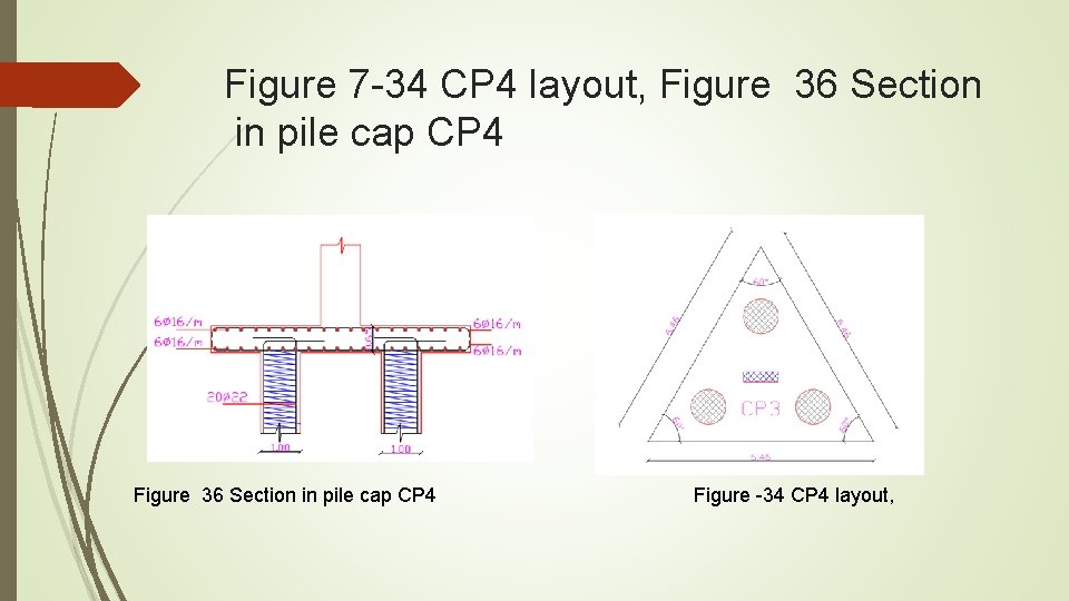 Figure 7 -34 CP 4 layout, Figure 36 Section in pile cap CP 4