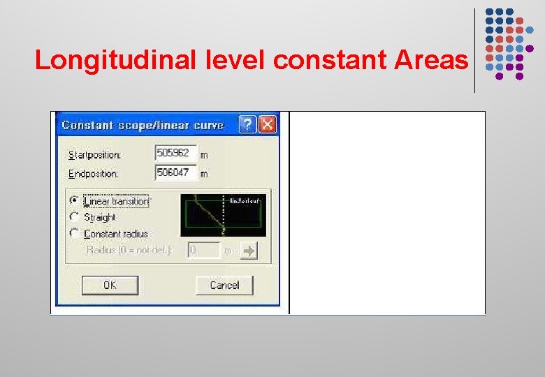 Longitudinal level constant Areas 
