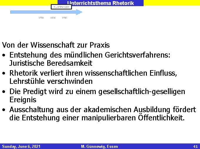 Unterrichtsthema Rhetorik Von der Wissenschaft zur Praxis • Entstehung des mündlichen Gerichtsverfahrens: Juristische Beredsamkeit