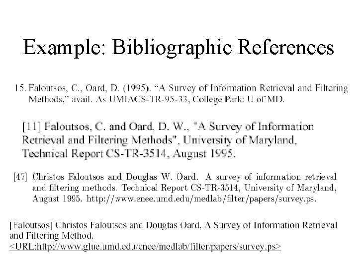 Example: Bibliographic References 