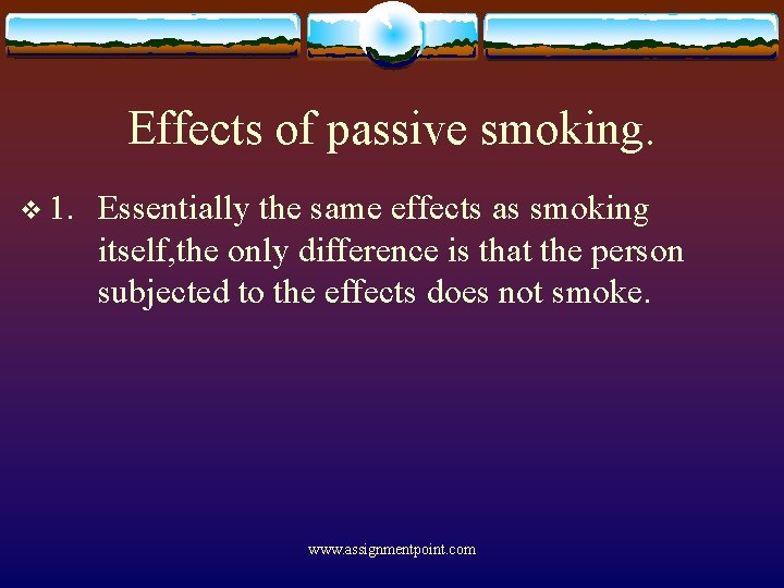 Effects of passive smoking. v 1. Essentially the same effects as smoking itself, the