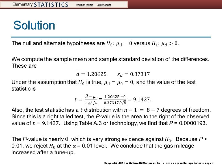 Solution Copyright © 2016 The Mc. Graw-Hill Companies, Inc. Permission required for reproduction or