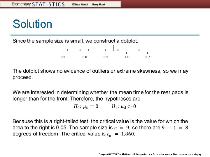 Solution Copyright © 2016 The Mc. Graw-Hill Companies, Inc. Permission required for reproduction or