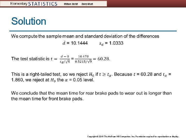 Solution Copyright © 2016 The Mc. Graw-Hill Companies, Inc. Permission required for reproduction or