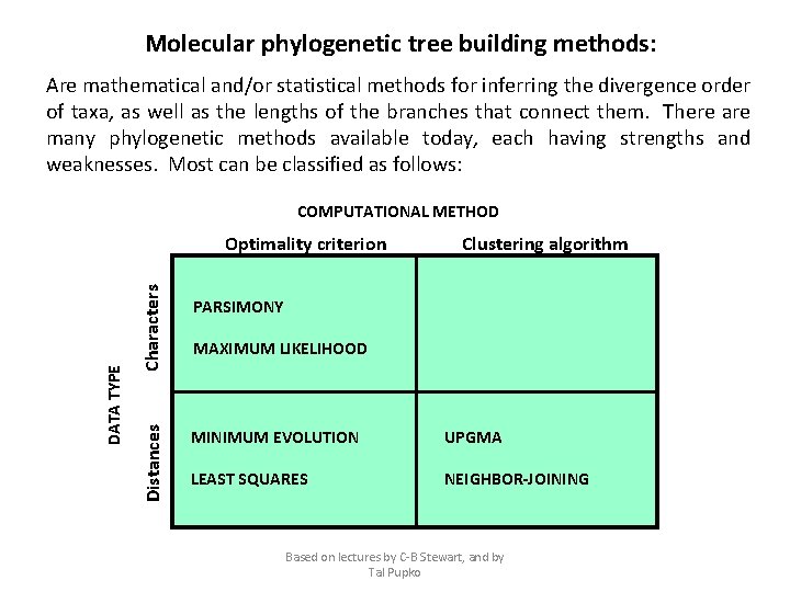 Molecular phylogenetic tree building methods: Are mathematical and/or statistical methods for inferring the divergence
