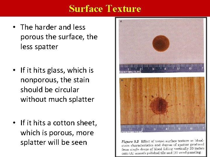 Surface Texture • The harder and less porous the surface, the less spatter •