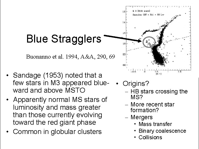 Blue Stragglers Buonanno et al. 1994, A&A, 290, 69 • Sandage (1953) noted that