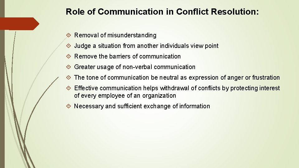 Role of Communication in Conflict Resolution: Removal of misunderstanding Judge a situation from another Role of Communication in Conflict Resolution: Removal of misunderstanding Judge a situation from another