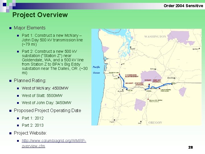 Order 2004 Sensitive Project Overview n n Major Elements n Part 1: Construct a