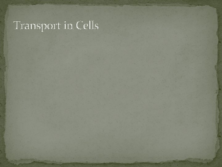 Transport in Cells 