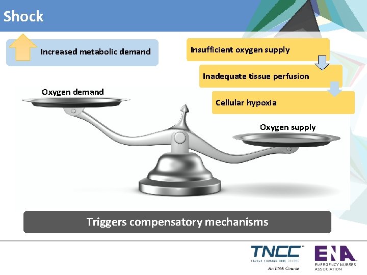 Shock Increased metabolic demand Insufficient oxygen supply Inadequate tissue perfusion Oxygen demand Cellular hypoxia