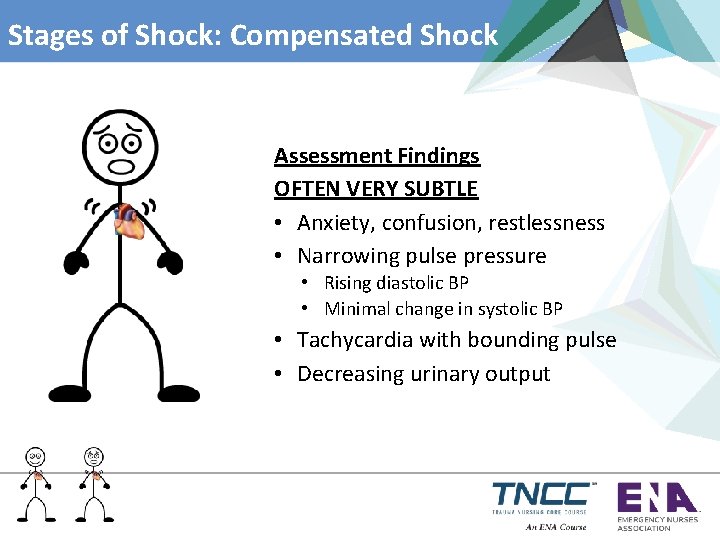 Stages of Shock: Compensated Shock Assessment Findings OFTEN VERY SUBTLE • Anxiety, confusion, restlessness