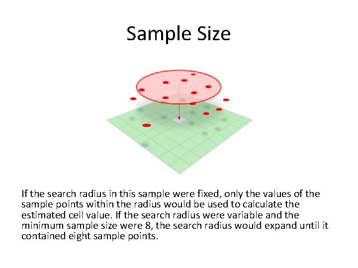 Sample Size If the search radius in this sample were fixed, only the values