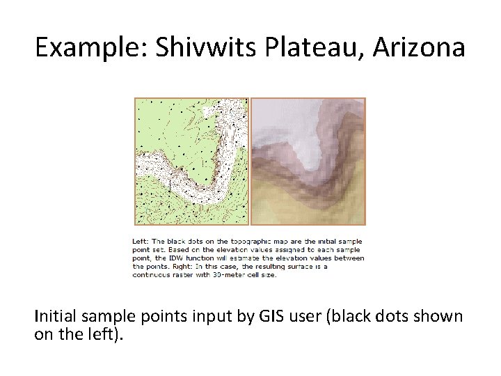 Example: Shivwits Plateau, Arizona Initial sample points input by GIS user (black dots shown