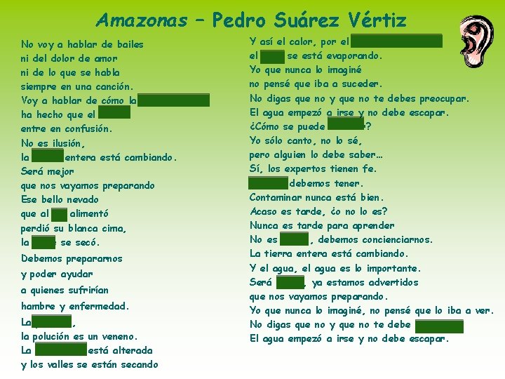 Amazonas – Pedro Suárez Vértiz No voy a hablar de bailes ni del dolor