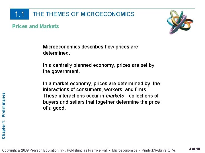1. 1 THEMES OF MICROECONOMICS Prices and Markets Microeconomics describes how prices are determined.