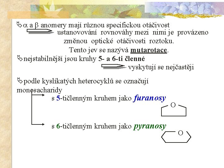 Ä a anomery mají různou specifickou otáčivost ustanovování rovnováhy mezi nimi je provázeno změnou