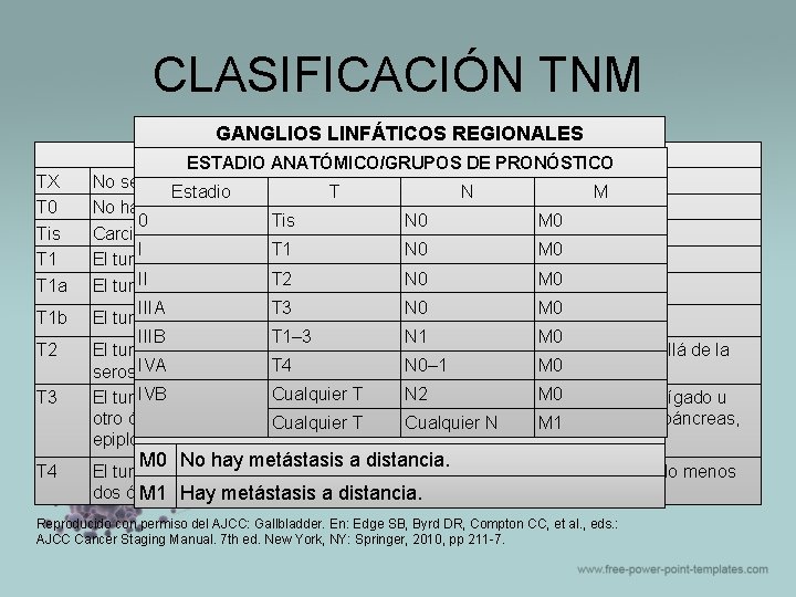 CLASIFICACIÓN TNM GANGLIOS LINFÁTICOS REGIONALES TUMOR PRIMARIO TX T 0 Tis T 1 a