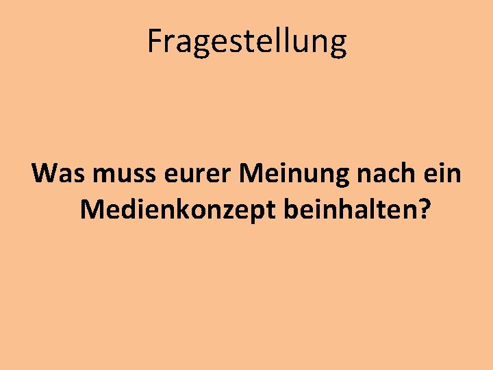 Fragestellung Was muss eurer Meinung nach ein Medienkonzept beinhalten? 