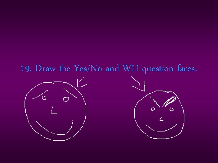 19. Draw the Yes/No and WH question faces. 
