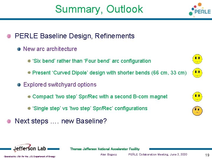 Summary, Outlook PERLE Baseline Design, Refinements New architecture ‘Six bend’ rather than ‘Four bend’