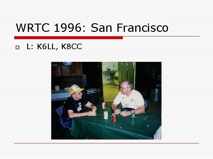 WRTC 1996: San Francisco o L: K 6 LL, K 8 CC 