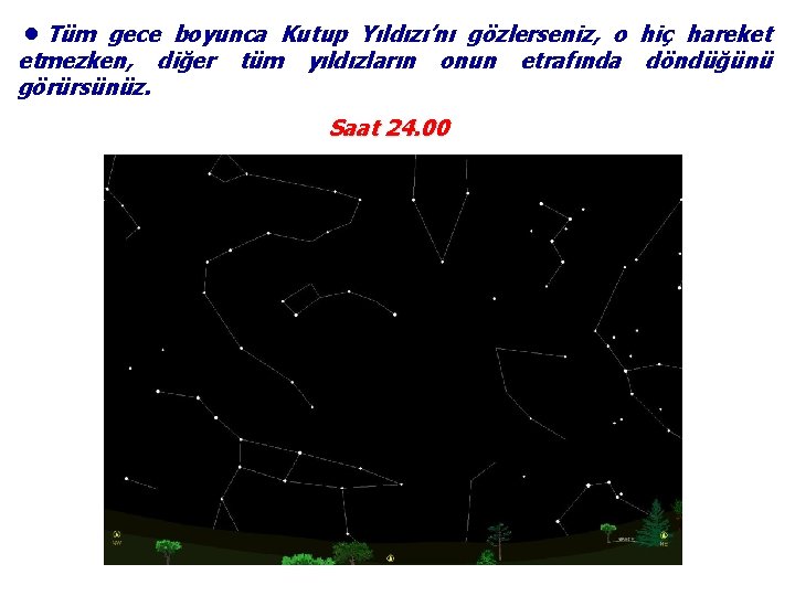 ●Tüm gece boyunca Kutup Yıldızı’nı etmezken, diğer görürsünüz. tüm yıldızların gözlerseniz, o hiç hareket