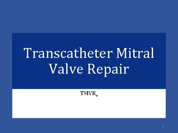 Transcatheter Mitral Valve Repair TMVRe 2 