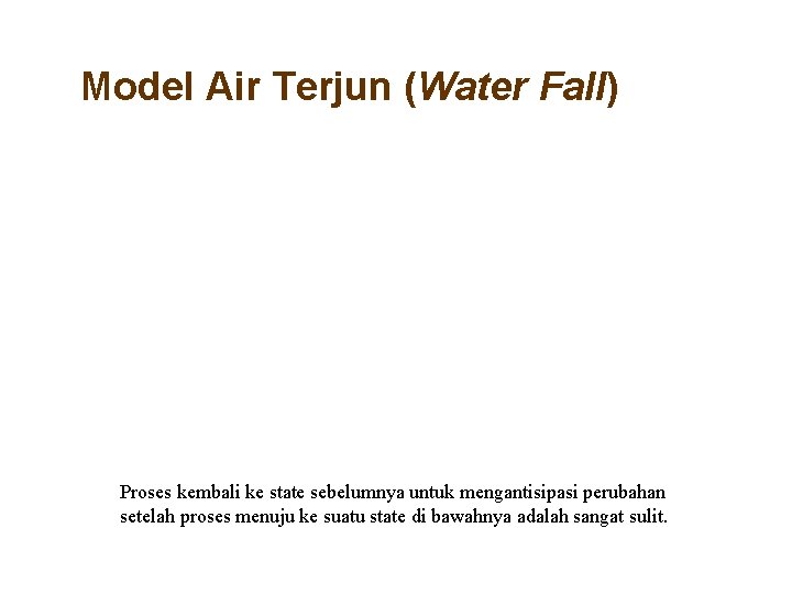 Model Air Terjun (Water Fall) Proses kembali ke state sebelumnya untuk mengantisipasi perubahan setelah