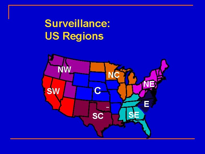 Surveillance: US Regions NW SW NC NE C E SC SE 