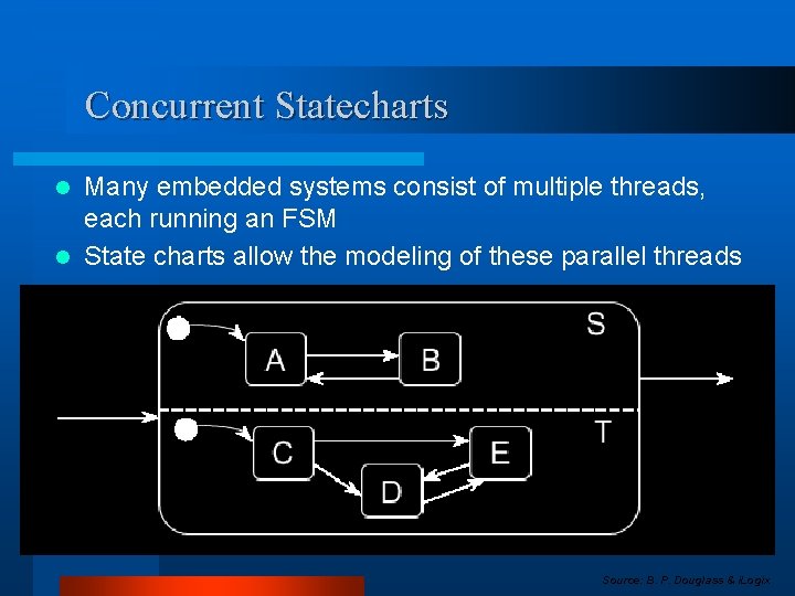 Concurrent Statecharts Many embedded systems consist of multiple threads, each running an FSM l