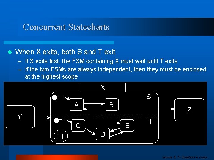 Concurrent Statecharts l When X exits, both S and T exit – If S