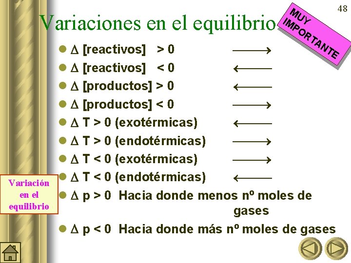 Variaciones en el equilibrio Variación en el equilibrio MU IM Y PO RT AN