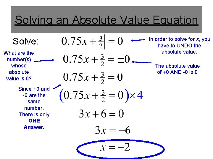 Solving an Absolute Value Equation Solve: What are the number(s) whose absolute value is