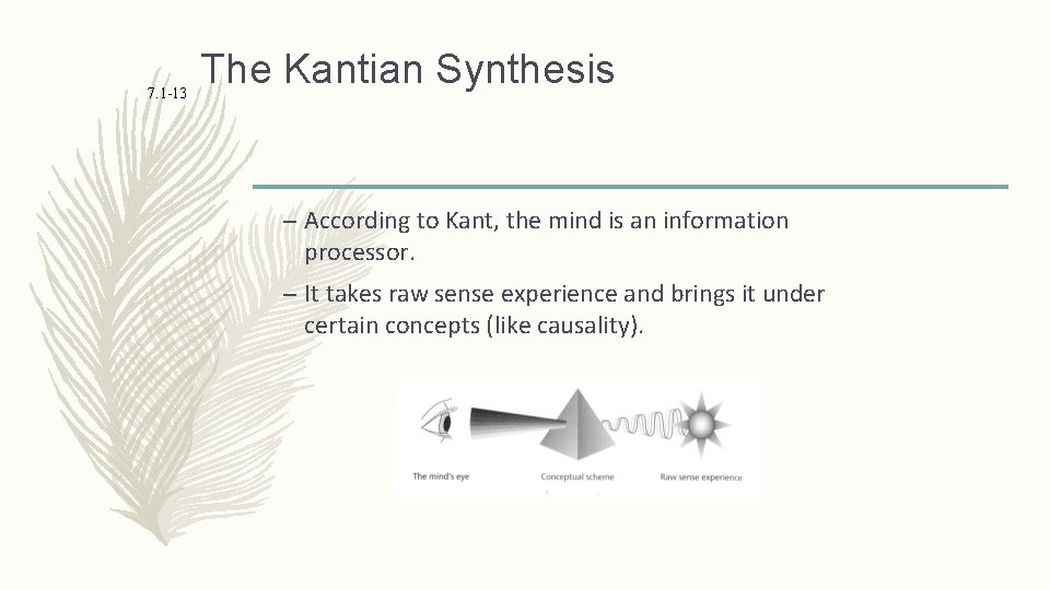 7. 1 -13 The Kantian Synthesis – According to Kant, the mind is an