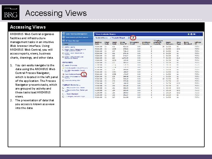 Accessing Views ARCHIBUS Web Central organizes facilities and infrastructure management tasks in an intuitive