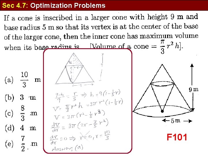 Sec 4. 7: Optimization Problems F 101 10 
