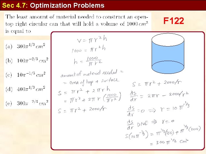 Sec 4. 7: Optimization Problems F 122 