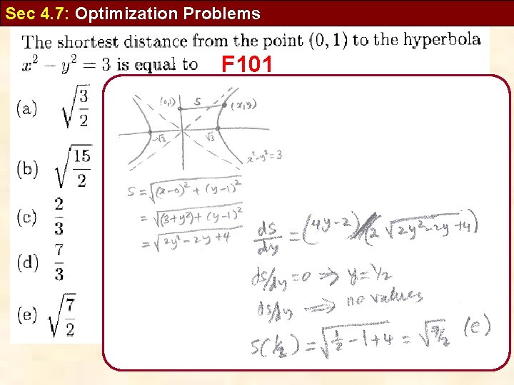 Sec 4. 7: Optimization Problems F 101 