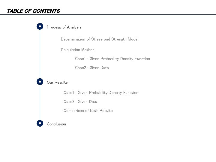 TABLE OF CONTENTS Process of Analysis Determination of Stress and Strength Model Calculation Method