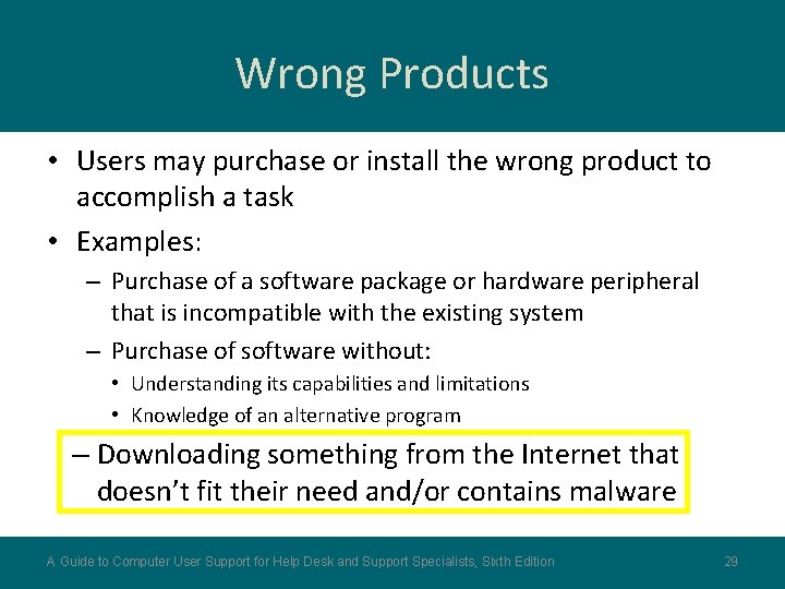 Wrong Products • Users may purchase or install the wrong product to accomplish a