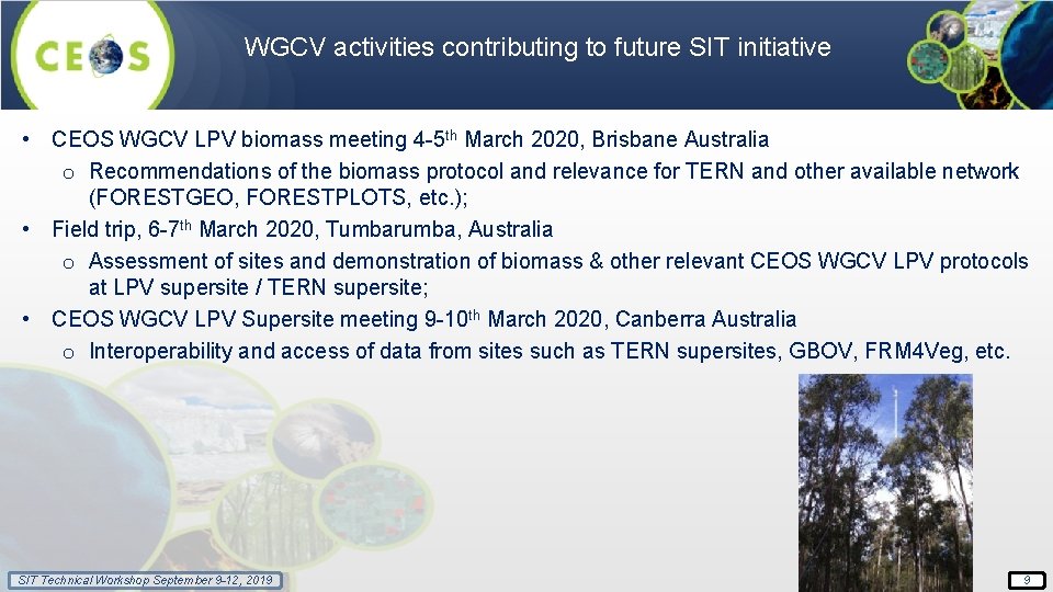 WGCV activities contributing to future SIT initiative • CEOS WGCV LPV biomass meeting 4