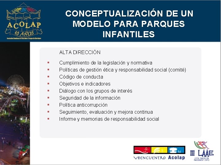 CONCEPTUALIZACIÓN DE UN MODELO PARA PARQUES INFANTILES ALTA DIRECCIÓN § § § § §