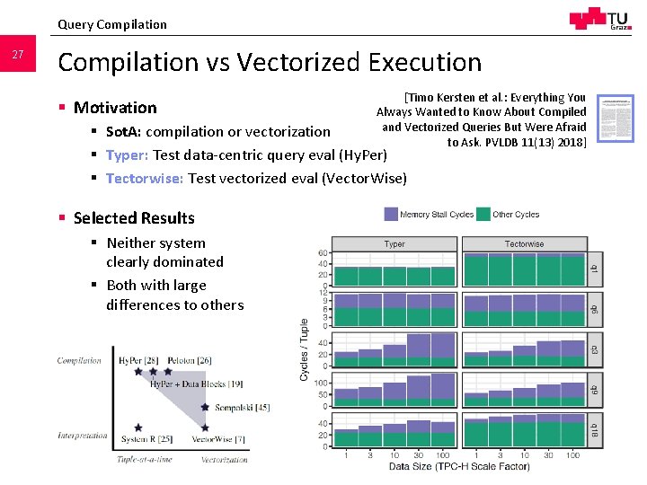 Query Compilation 27 Compilation vs Vectorized Execution § Motivation [Timo Kersten et al. : Query Compilation 27 Compilation vs Vectorized Execution § Motivation [Timo Kersten et al. :