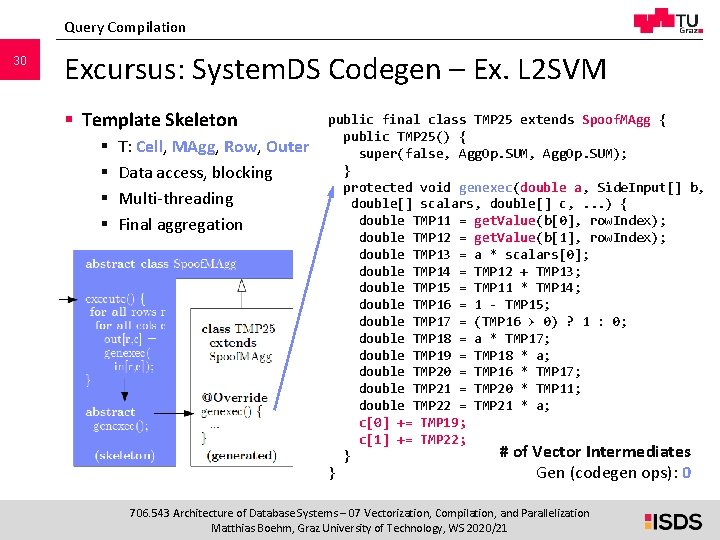 Query Compilation 30 Excursus: System. DS Codegen – Ex. L 2 SVM § Template Query Compilation 30 Excursus: System. DS Codegen – Ex. L 2 SVM § Template